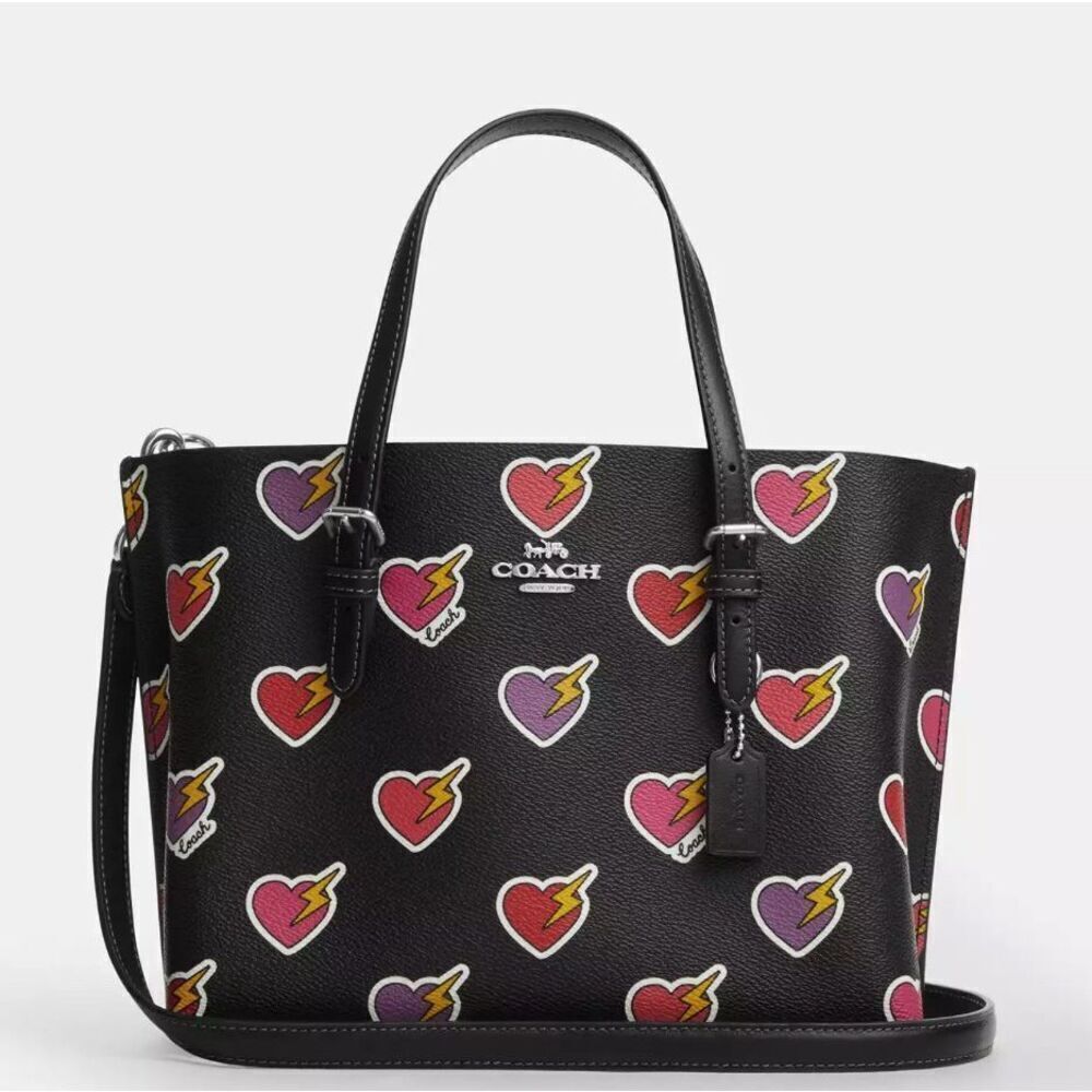 🔥🎁NWT! Coach Mollie Tote Bag 25 Heart Bolt Print Msrp: $378.00